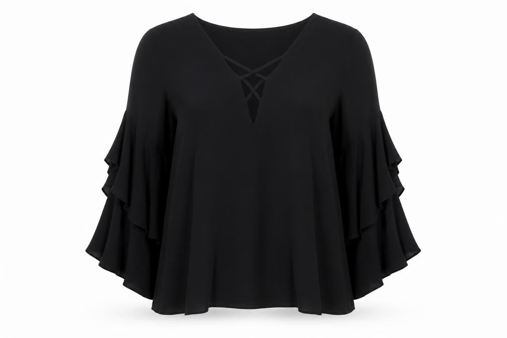 Womens UK Size 10 Topshop Black Tunic Blouse
