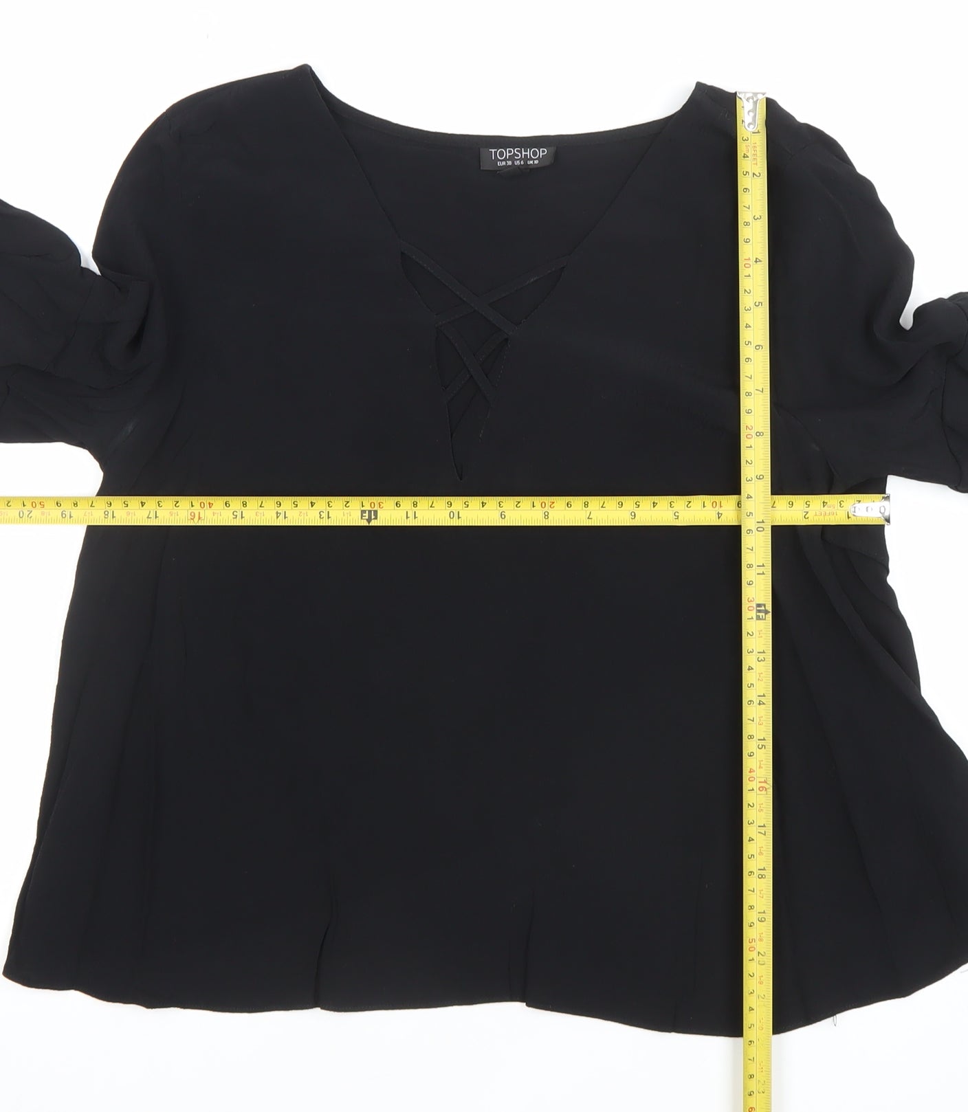 Womens UK Size 10 Topshop Black Tunic Blouse
