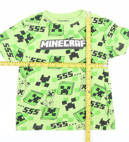 Primark Boys Green Minecraft Creeper T-Shirt 5-6 Years Short Sleeve Cotton