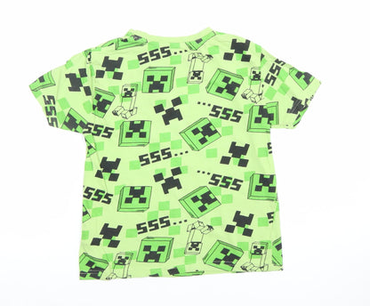 Primark Boys Green Minecraft Creeper T-Shirt 5-6 Years Short Sleeve Cotton
