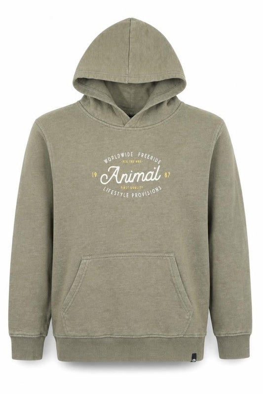 Animal Boys Khaki Pullover Hoodie 11-12 Years Cotton Blend Kangaroo Pocket