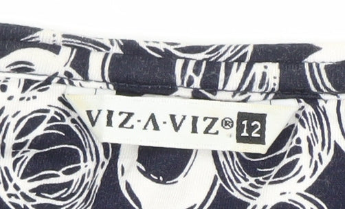 Womens UK Size 12 VIZ-A-VIZ Blue Basic T-Shirt