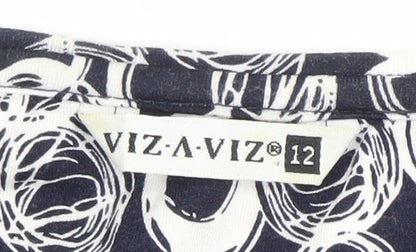 Womens UK Size 12 VIZ-A-VIZ Blue Basic T-Shirt
