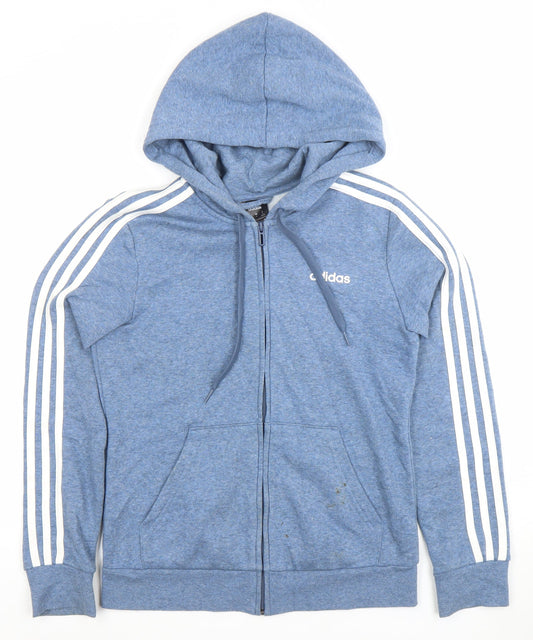 Adidas Women Blue Full Zip Hoodie Size S 8-10 Cotton Blend