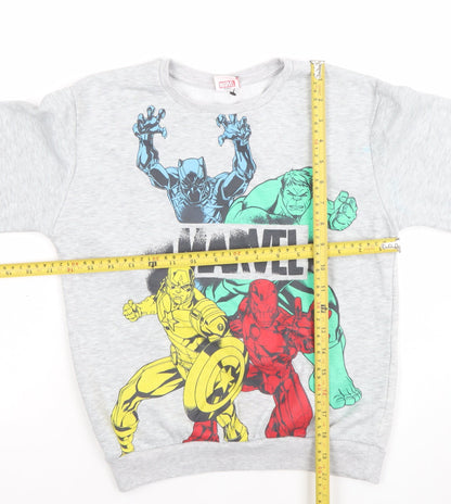 Marvel Boys Grey Sweatshirt 8 Years Pullover Graphic Print Avengers