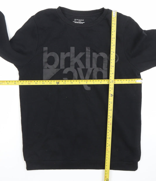 Primark Boys Black Brooklyn NYC Sweatshirt 11-12 Years Cotton Blend