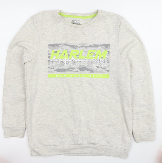 Primark Boys Beige Harlem New York City Pullover Sweatshirt Size 12 Years