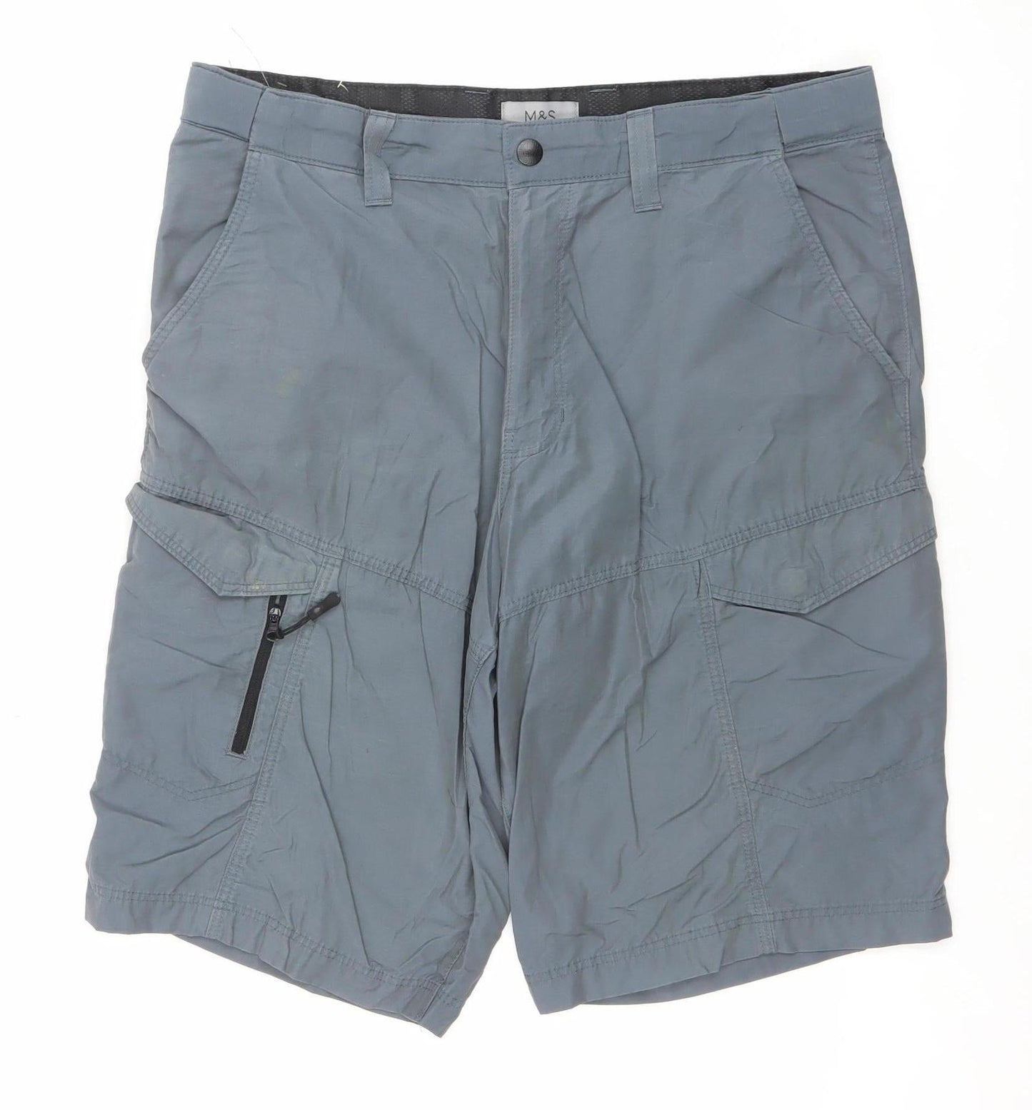 Marks and Spencer Men's Blue 34 Cargo Shorts Lightweight Quick Dry
