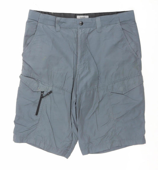 Marks and Spencer Men's Blue 34 Cargo Shorts Lightweight Quick Dry