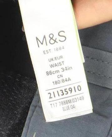 Marks and Spencer Men's Blue 34 Cargo Shorts Lightweight Quick Dry