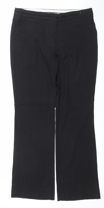 Next Tailoring Women Black Pinstripe Trousers Size 12R Polyester Blend