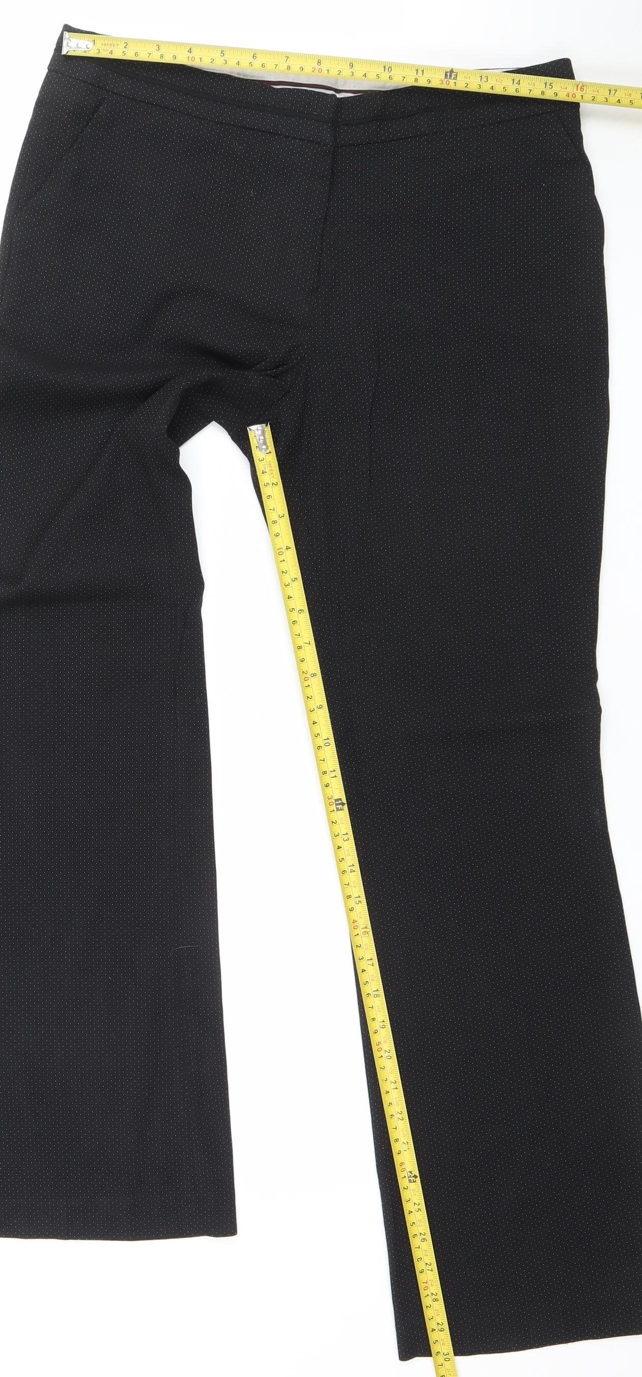 Next Tailoring Women Black Pinstripe Trousers Size 12R Polyester Blend