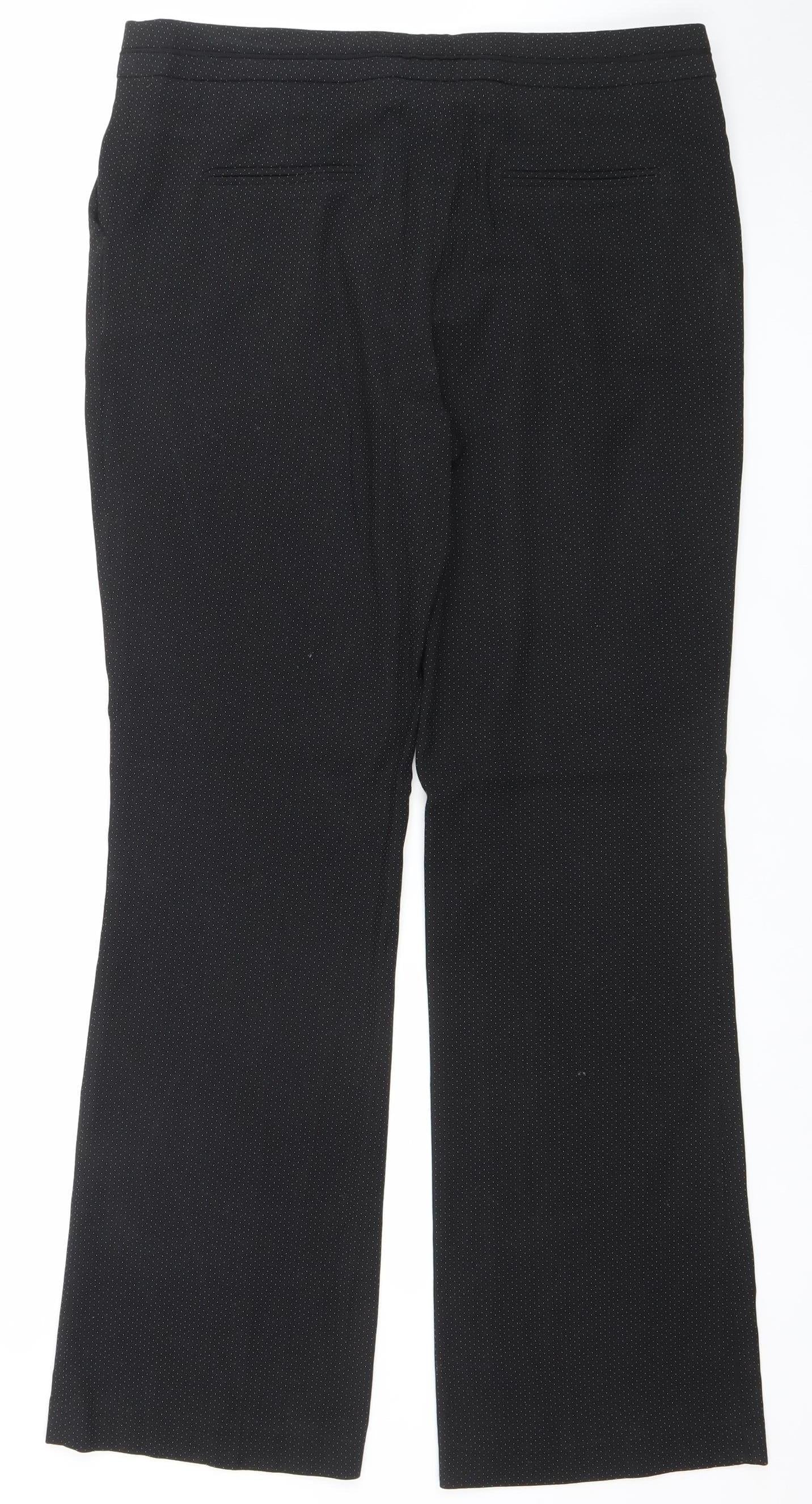 Next Tailoring Women Black Pinstripe Trousers Size 12R Polyester Blend