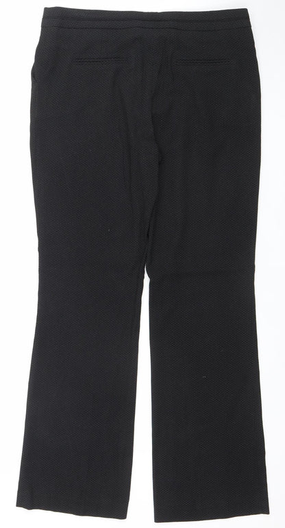 Next Tailoring Women Black Pinstripe Trousers Size 12R Polyester Blend