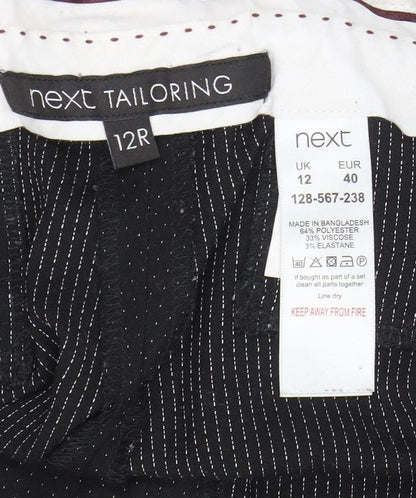 Next Tailoring Women Black Pinstripe Trousers Size 12R Polyester Blend