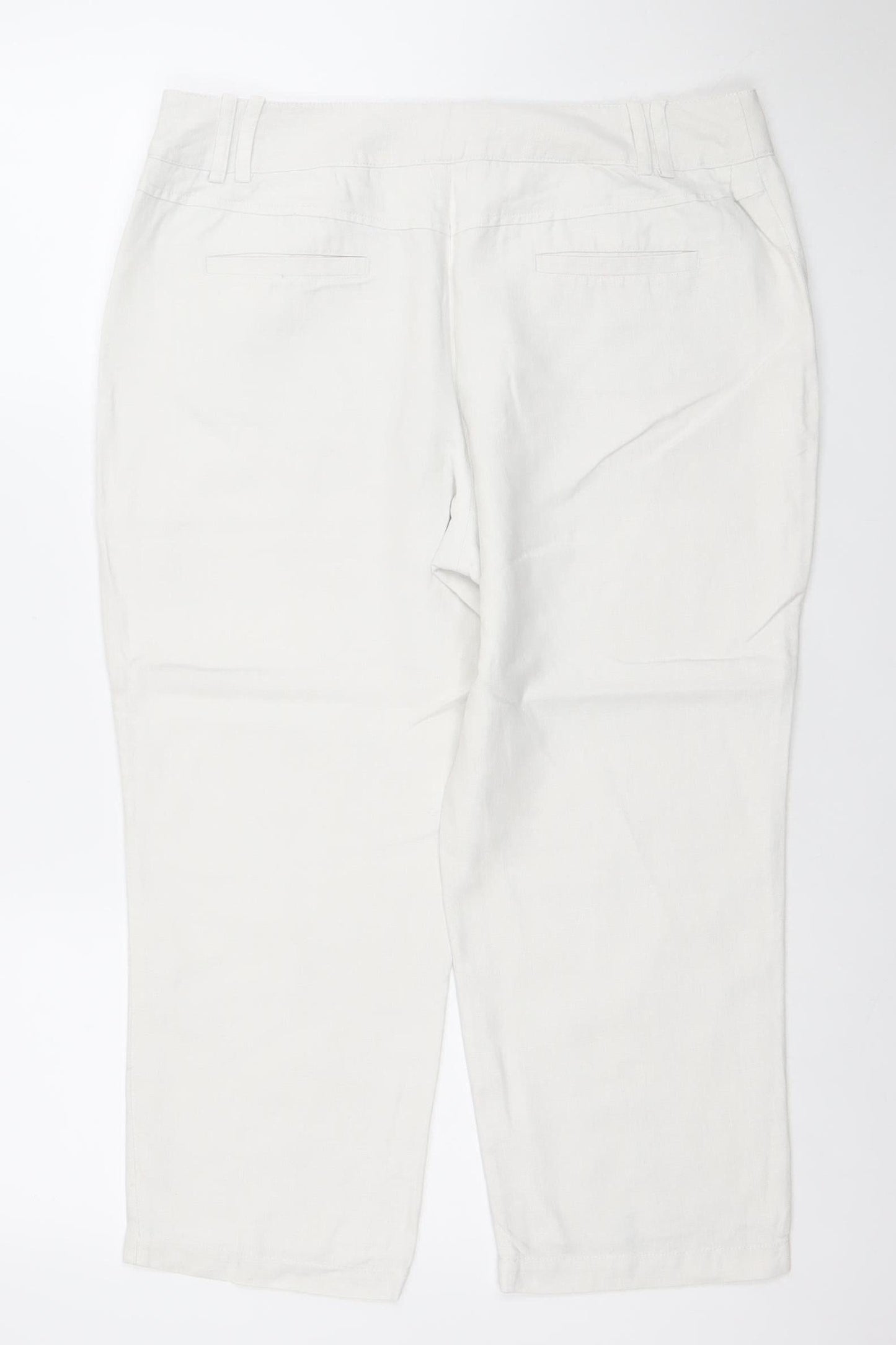 Next Women’s White Linen Cotton Chino Trousers Size 14