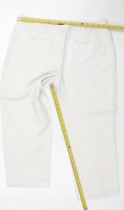 Next Women’s White Linen Cotton Chino Trousers Size 14