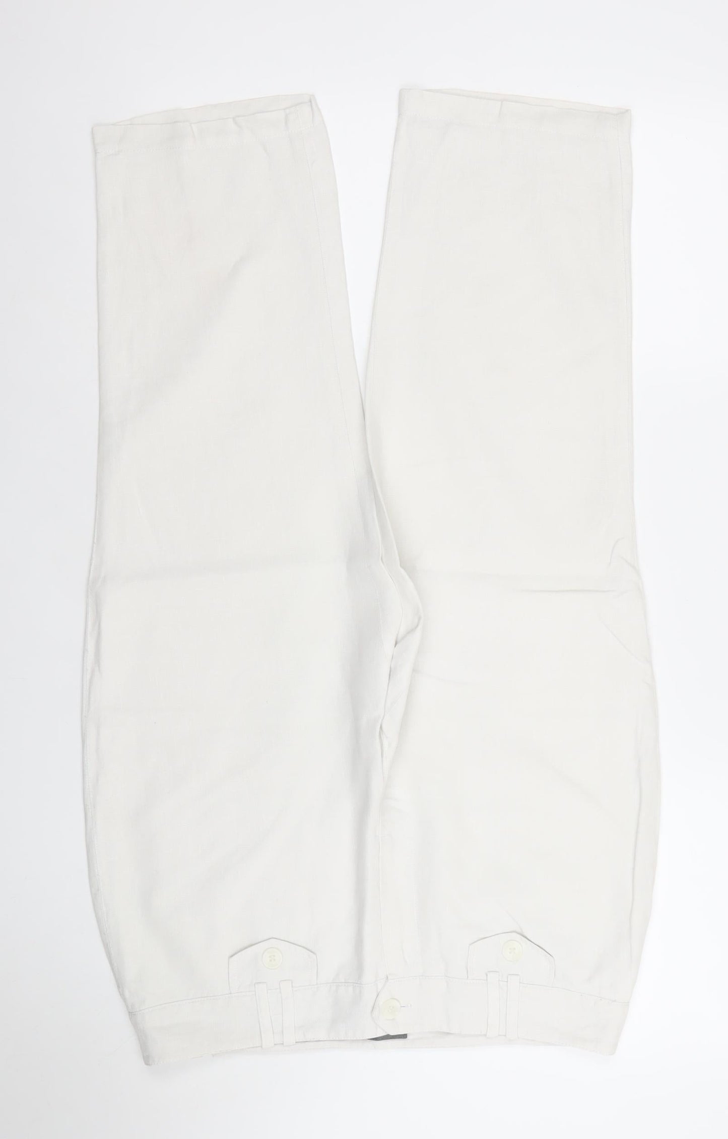 Next Women’s White Linen Cotton Chino Trousers Size 14