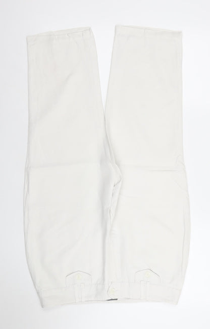 Next Women’s White Linen Cotton Chino Trousers Size 14