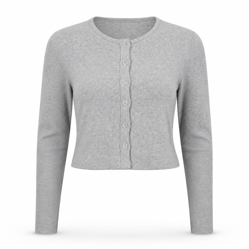 Womens UK Size S Zara Grey Cropped Button-Up