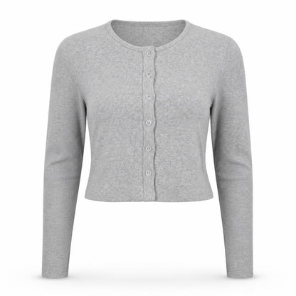 Womens UK Size S Zara Grey Cropped Button-Up