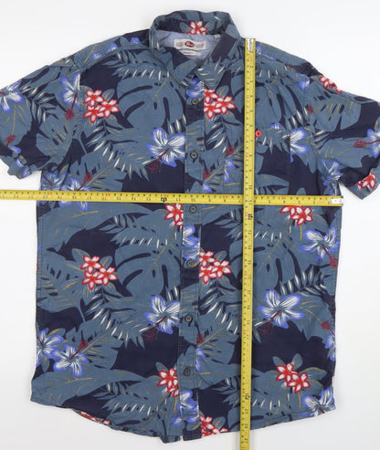 Petrol Industries Men's Blue Floral Hawaiian Regular Fit Shirt M