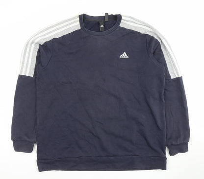 Adidas Men's Blue Crew Neck Pullover Sweatshirt L Sports Fleece