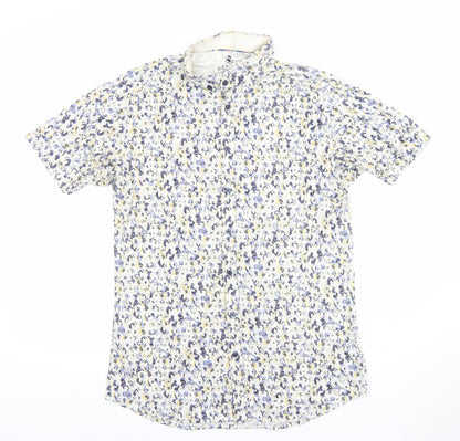 Desoto Men's Multicoloured Floral Short Sleeve Cotton Button-Up Shirt M