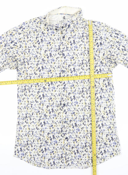 Desoto Men's Multicoloured Floral Short Sleeve Cotton Button-Up Shirt M