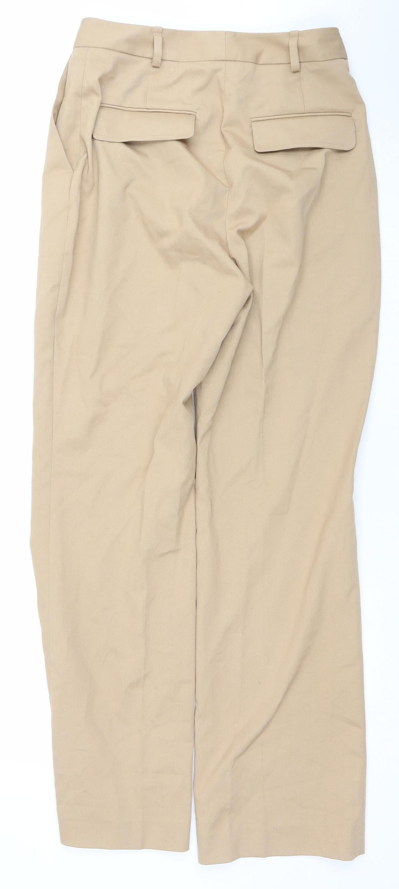 Womens UK Size S Zara Regular Fit Chino Beige Trousers