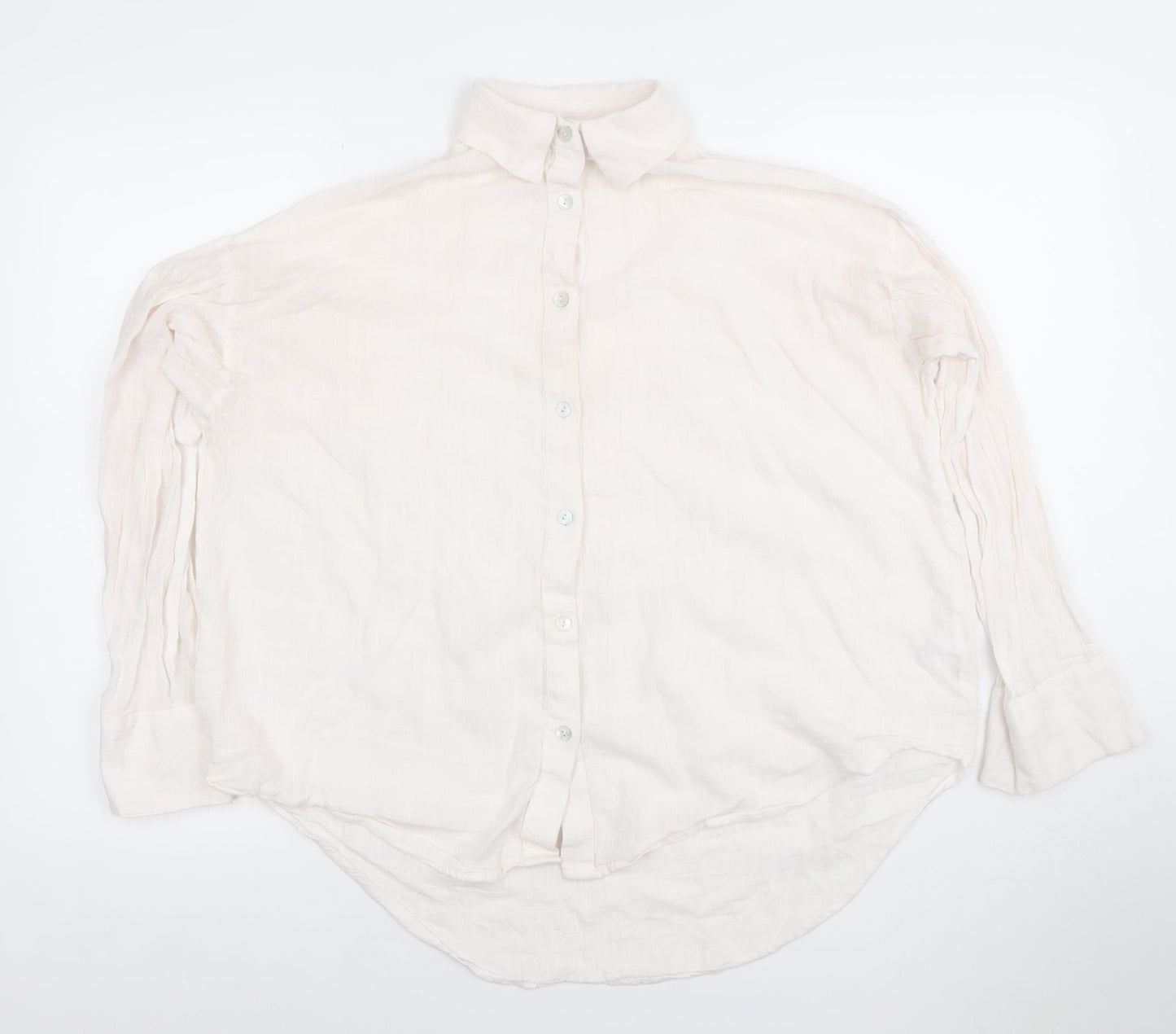 Womens UK Size S Pull&Bear Ivory Basic Button-Up