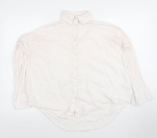 Womens UK Size S Pull&Bear Ivory Basic Button-Up