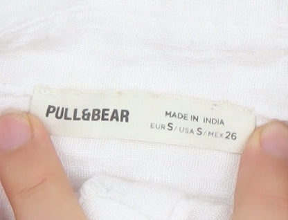 Womens UK Size S Pull&Bear Ivory Basic Button-Up