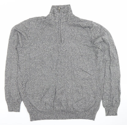 St Michael for Dunnes Stores Men's Grey Half Zip High Neck Cotton Jumper Medium