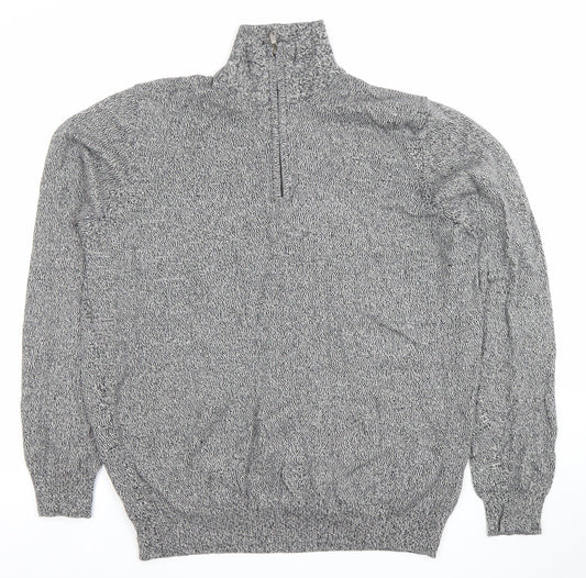 St Michael for Dunnes Stores Men's Grey Half Zip High Neck Cotton Jumper Medium