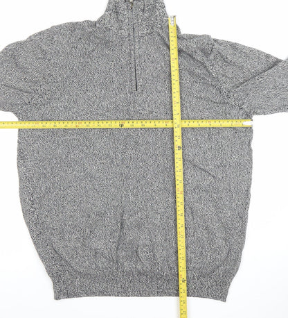 St Michael for Dunnes Stores Men's Grey Half Zip High Neck Cotton Jumper Medium