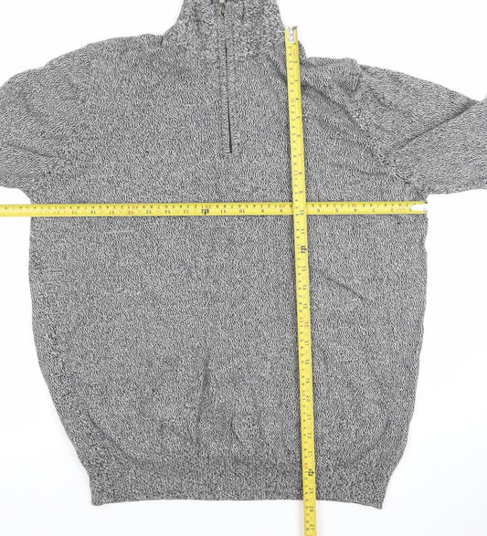 St Michael for Dunnes Stores Men's Grey Half Zip High Neck Cotton Jumper Medium