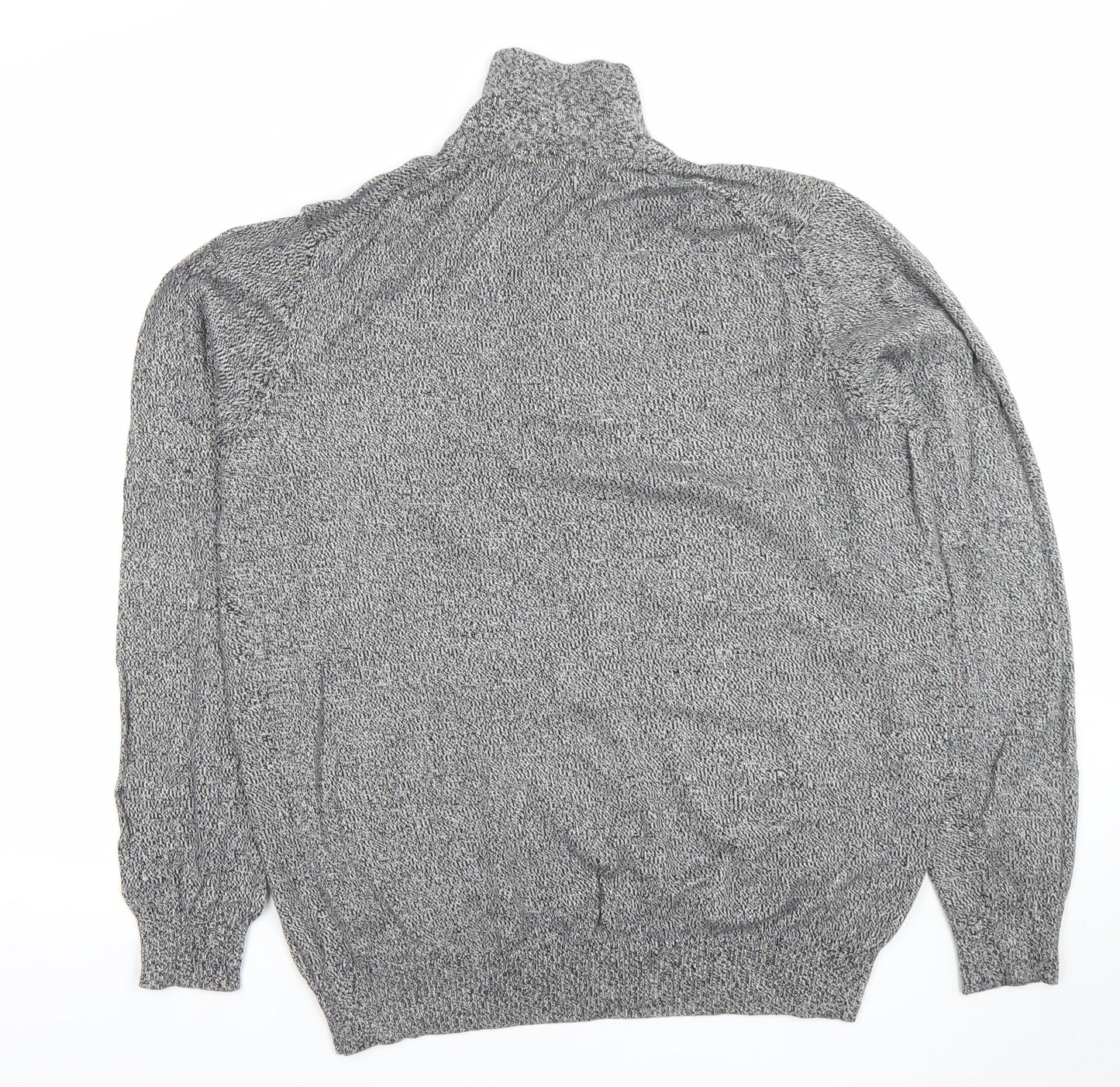 St Michael for Dunnes Stores Men's Grey Half Zip High Neck Cotton Jumper Medium