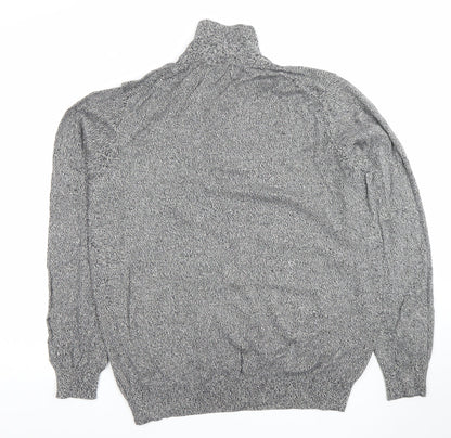 St Michael for Dunnes Stores Men's Grey Half Zip High Neck Cotton Jumper Medium