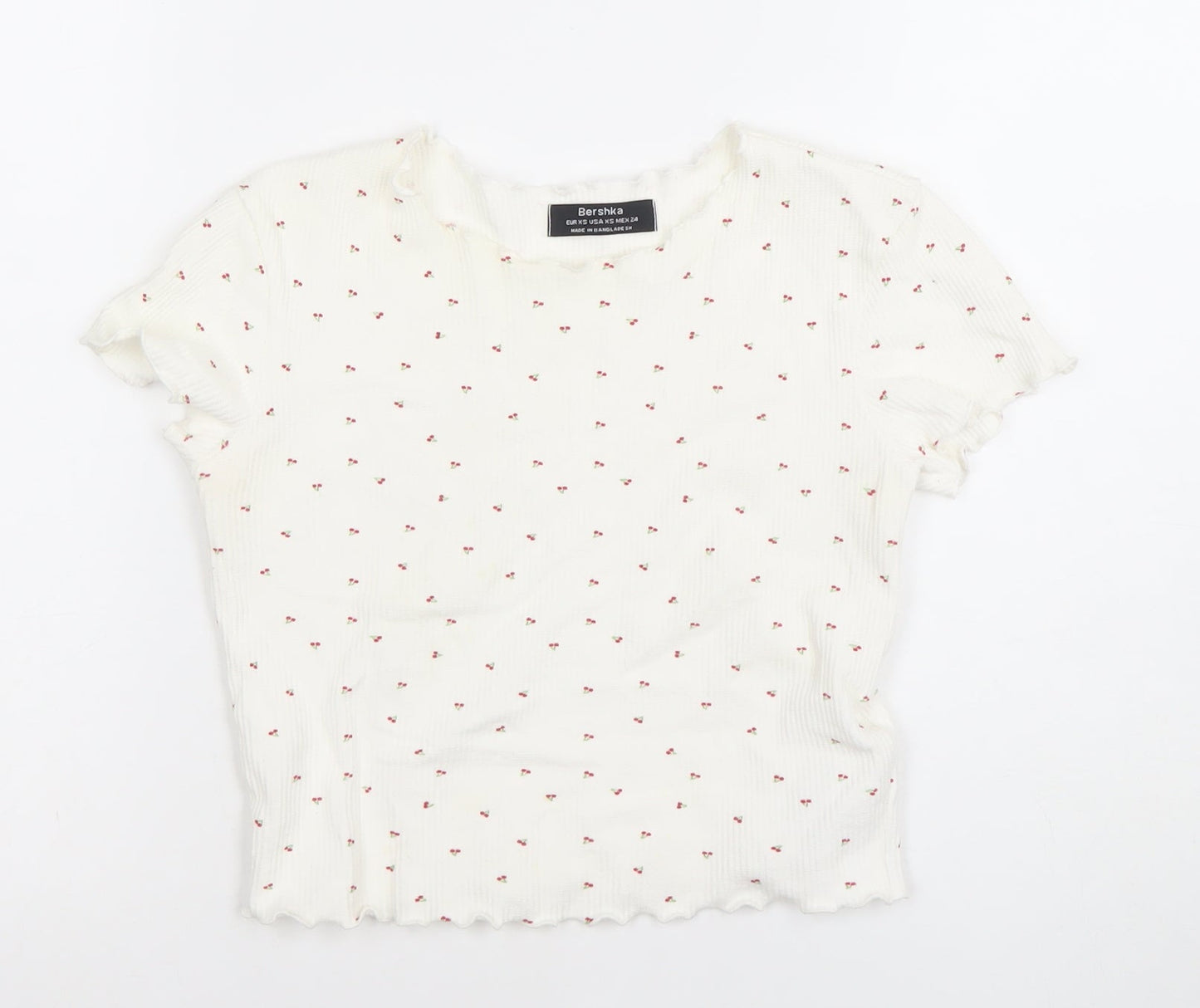 Womens UK Size XS Bershka White Basic T-Shirt