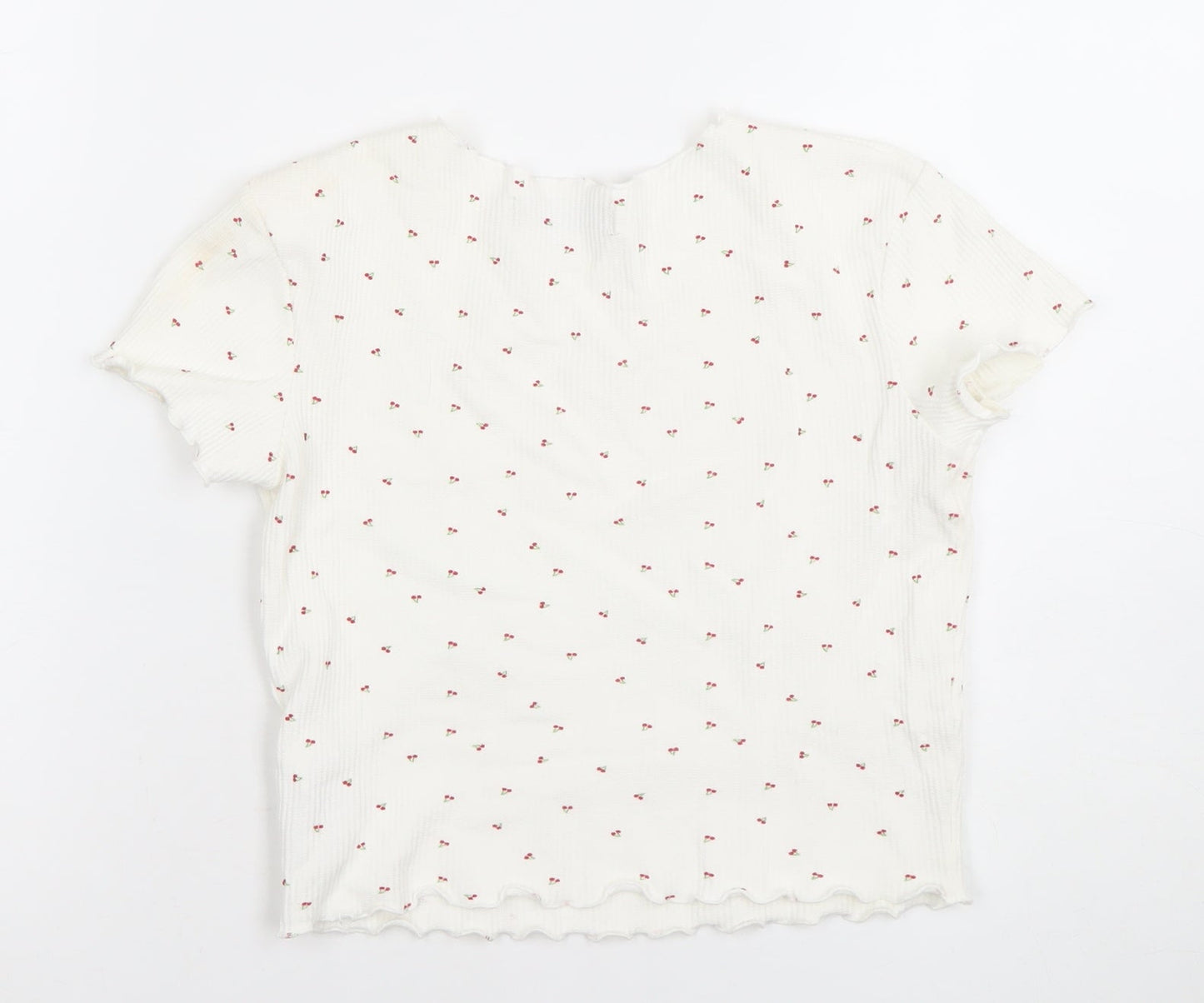 Womens UK Size XS Bershka White Basic T-Shirt