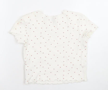 Womens UK Size XS Bershka White Basic T-Shirt
