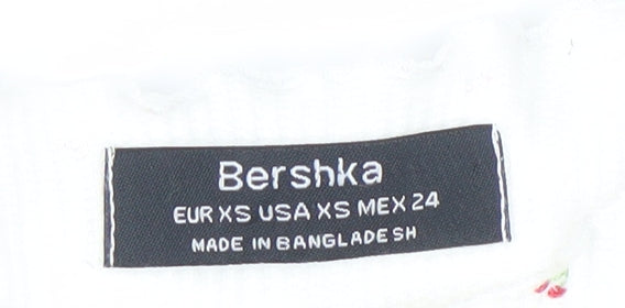 Womens UK Size XS Bershka White Basic T-Shirt