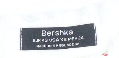 Womens UK Size XS Bershka White Basic T-Shirt