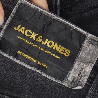 Jack & Jones Men's Black Slim Fit Distressed Denim Jeans 34x34