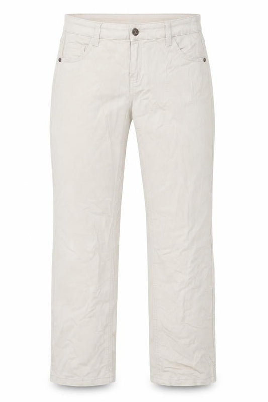 Front view of Dunnes Beige Women's Straight Jeans, size 14L, Cotton Blend Classic Fit