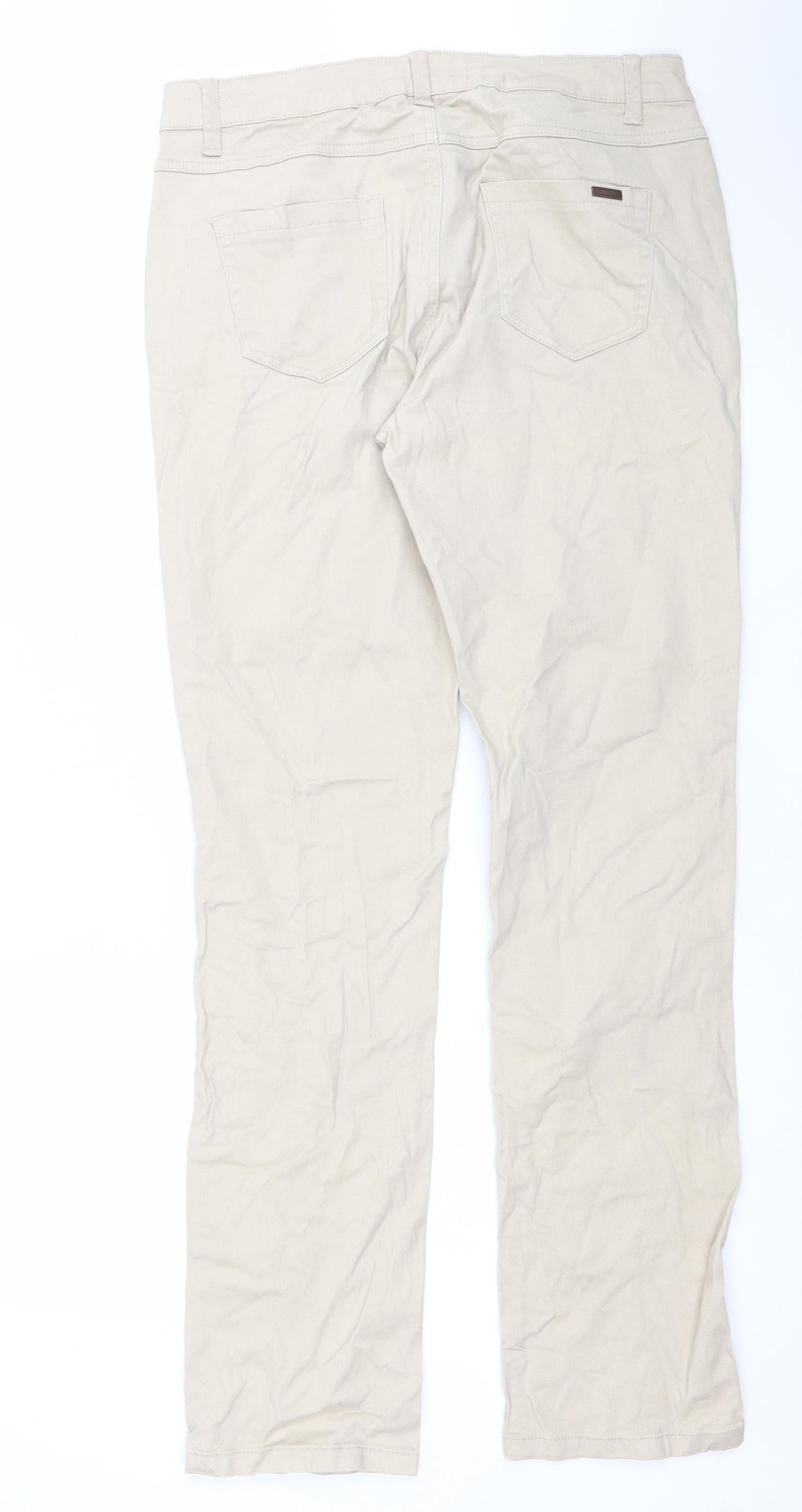 Dunnes Stores Beige Women's Straight Jeans Size 14L Cotton Blend Classic Fit