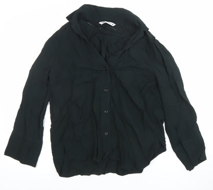Womens UK Size M Zara Black Basic Button-Up