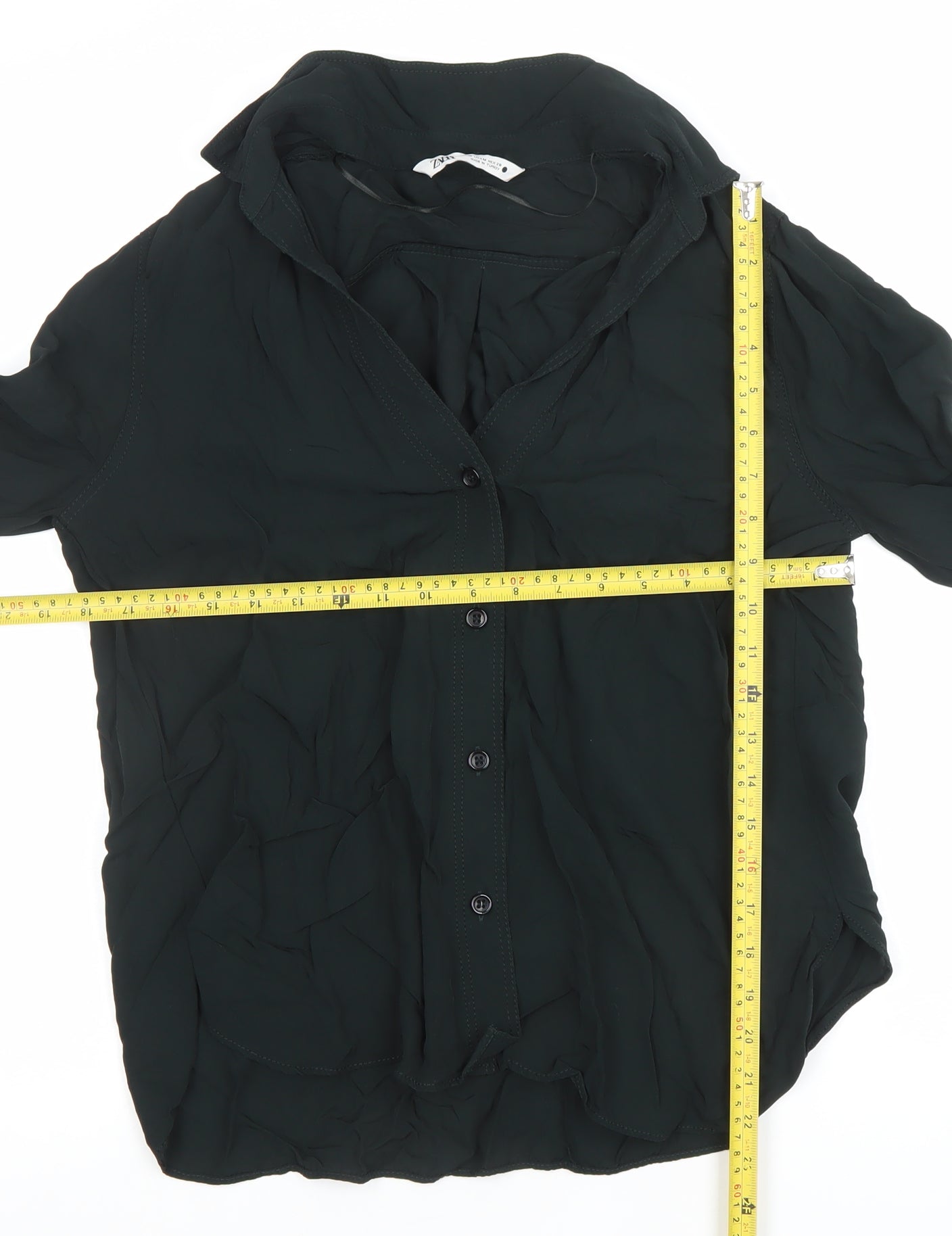 Womens UK Size M Zara Black Basic Button-Up