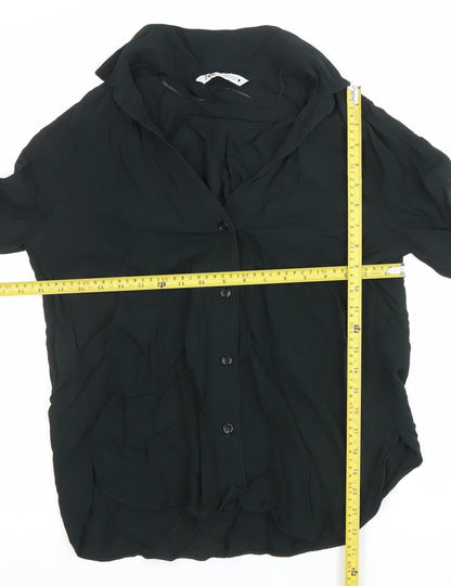 Womens UK Size M Zara Black Basic Button-Up